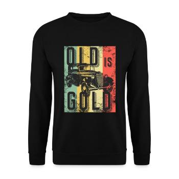 CAR Old is gold - Unisex Pullover - Schwarz - Vorne - Alina (178cm) & Michal (187cm)