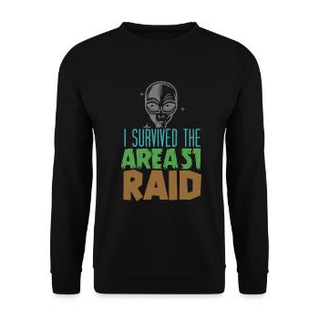 J'ai survécu au raid de la zone 51 - Sweat-shirt Unisexe - noir - Devant - Alina (178cm) & Michal (187cm)