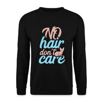 NO HAIR DONT CARE SPHINX CAT - Unisex Sweatshirt - black - Front - Alina (178cm) & Michal (187cm)