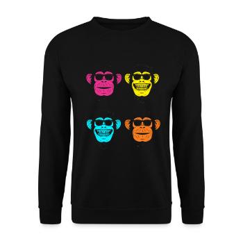MONKEY RETRO SUNGLASSES - Unisex Pullover - Schwarz - Vorne - Alina (178cm) & Michal (187cm)