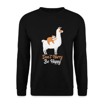 ALPACA SLOTH Ne vous pressez pas Soyez heureux - Sweat-shirt Unisexe - noir - Devant - Alina (178cm) & Michal (187cm)