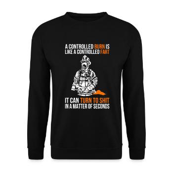 Lustiges Feuerwehr Feuerwehrmann Brandschutz Furtz - Unisex Pullover - Schwarz - Vorne - Alina (178cm) & Michal (187cm)