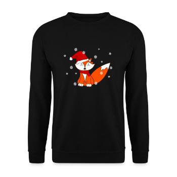Christmas fox in snowflakes - Unisex Sweatshirt - black - Front - Alina (178cm) & Michal (187cm)