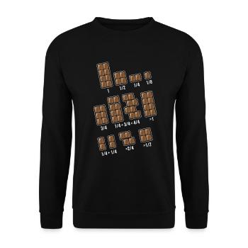 Schokoladen Bruchrechnung Mathe Mathematik - Unisex Pullover - Schwarz - Vorne - Alina (178cm) & Michal (187cm)