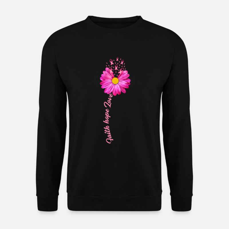 Brustkrebs Krebs Rosa Schleife Blume - Unisex Pullover - Schwarz