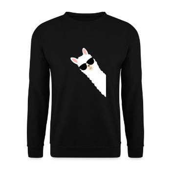 Cool alpaca with sunglasses - Unisex Sweatshirt - black - Front - Alina (178cm) & Michal (187cm)