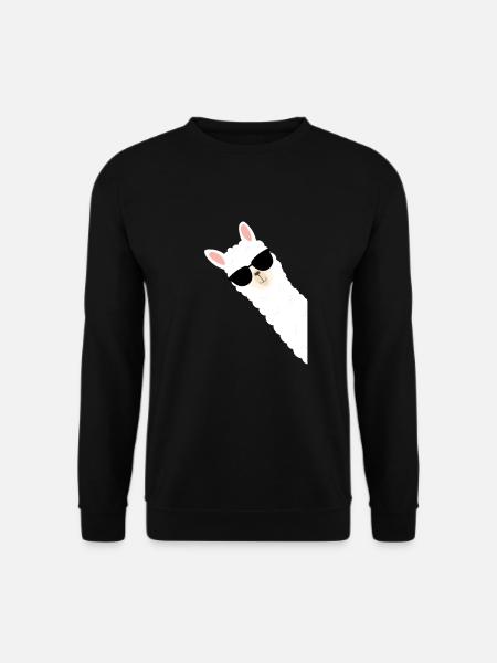 Cooles Alpaka mit Sonnenbrille - Unisex Pullover - Schwarz
