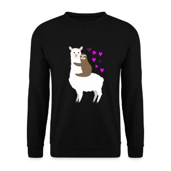 Alpaga paresseux amour - Sweat-shirt Unisexe - noir - Devant - Alina (178cm) & Michal (187cm)