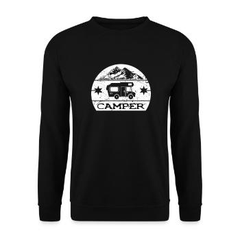 Alcove Camping Camper Bus - Unisex Sweatshirt - black - Front - Alina (178cm) & Michal (187cm)