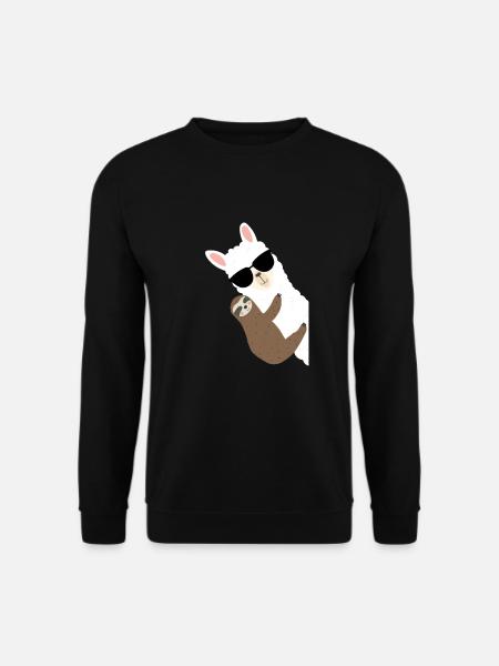 Alpaka Faultier Umarmung - Unisex Pullover - Schwarz