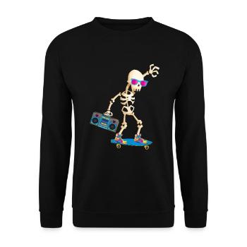 Skeleton Skateboard Party 70s 80s 90s - Unisex Sweatshirt - black - Front - Alina (178cm) & Michal (187cm)