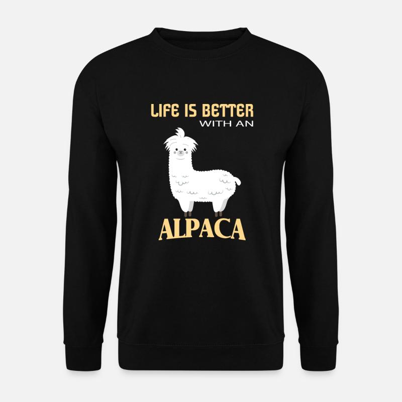 Alpacas, life is better with an alpaca - Unisex Sweatshirt - black