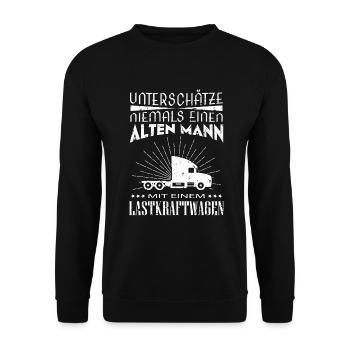 LKW Fahrer - witziger Trucker Fernfahrer Spruch - Unisex Pullover - Schwarz - Vorne - Alina (178cm) & Michal (187cm)