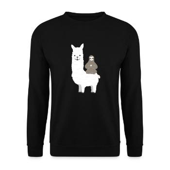 Alpaka Faultier Yoga Meditation Meditationssitz - Unisex Pullover - Schwarz - Vorne - Alina (178cm) & Michal (187cm)