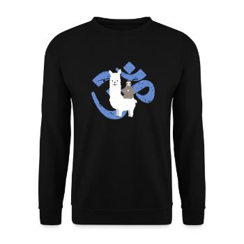 Alpaka Faultier Namaste Zeichen Yoga Meditation - Unisex Pullover - Schwarz - Vorne - Alina (178cm) & Michal (187cm)