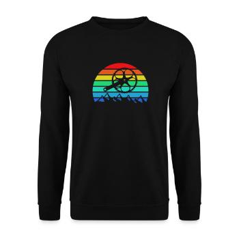 Fahrrad Teile Sonnenuntergang im Gebirge Vintage - Unisex Pullover - Schwarz - Vorne - Alina (178cm) & Michal (187cm)