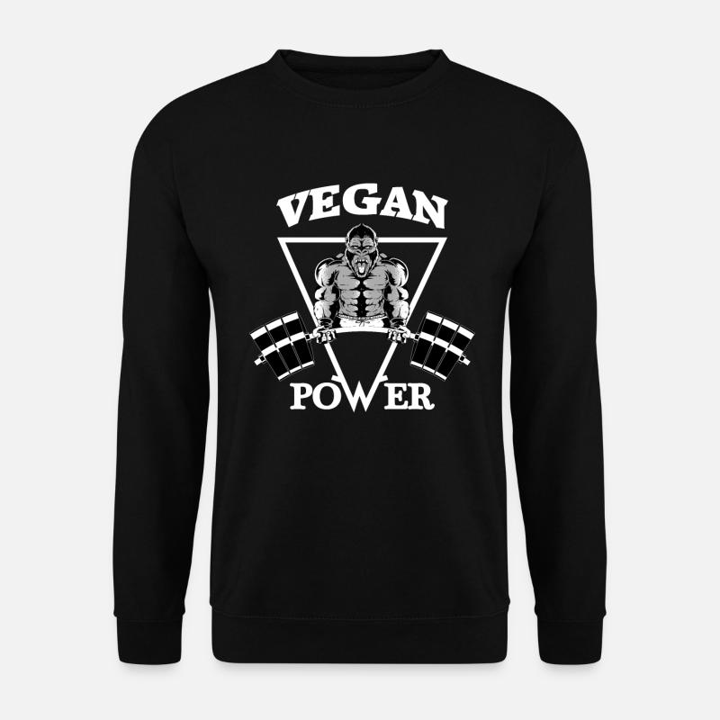 Vegan Power Gorilla Fitness Workout - Unisex Pullover - Schwarz