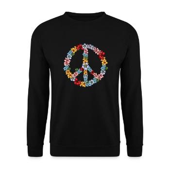 Hippie signe de paix fleurs 60s 70s - Sweat-shirt Unisexe - noir - Devant - Alina (178cm) & Michal (187cm)
