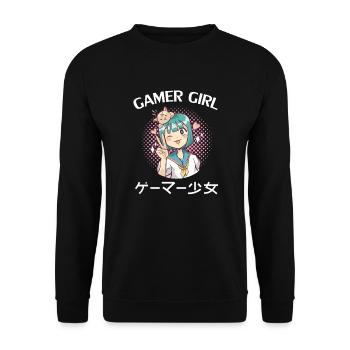 Gamer Girl Japan Anime - Manga japonais - Sweat-shirt Unisexe - noir - Devant - Alina (178cm) & Michal (187cm)