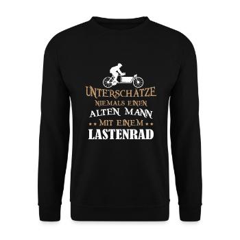 Hollandrad Lastenrad Alter Mann Spruch Cargo Bike - Unisex Pullover - Schwarz - Vorne - Alina (178cm) & Michal (187cm)