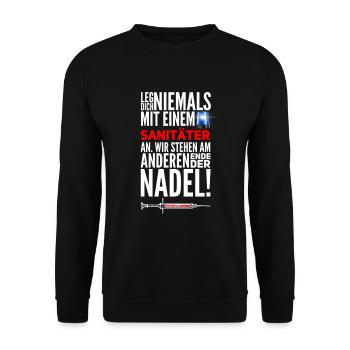 Technischen Rettungssanitäter - Unisex Pullover - Schwarz - Vorne - Alina (178cm) & Michal (187cm)