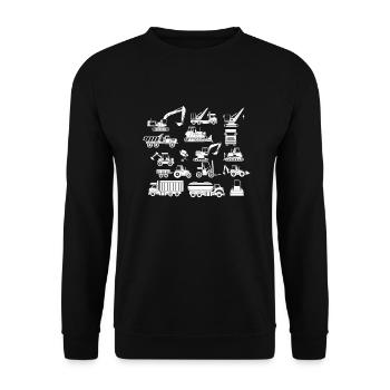 Bagger Baustelle Fahrzeuge LKW Bau Raupe Stapler - Unisex Pullover - Schwarz - Vorne - Alina (178cm) & Michal (187cm)