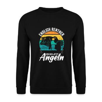 Angler Rentner Angeln Fishing Rente Ruhestand - Unisex Pullover - Schwarz - Vorne - Alina (178cm) & Michal (187cm)