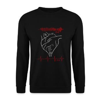 Anatomical heart drawing EKG - Unisex Sweatshirt - black - Front - Alina (178cm) & Michal (187cm)