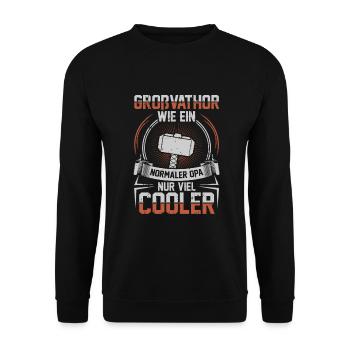 Opa - Großvathor - Großvater Grossvater Geschenk - Unisex Pullover - Schwarz - Vorne - Alina (178cm) & Michal (187cm)