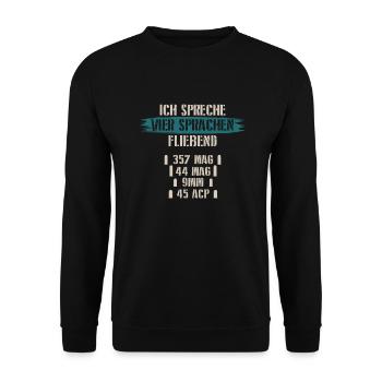 Schützenverein Pistolen Spruch Geschenkidee - Unisex Pullover - Schwarz - Vorne - Alina (178cm) & Michal (187cm)