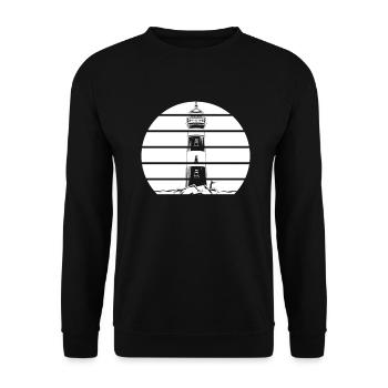 Fisherman fishing lighthouse island angler gift - Unisex Sweatshirt - black - Front - Alina (178cm) & Michal (187cm)
