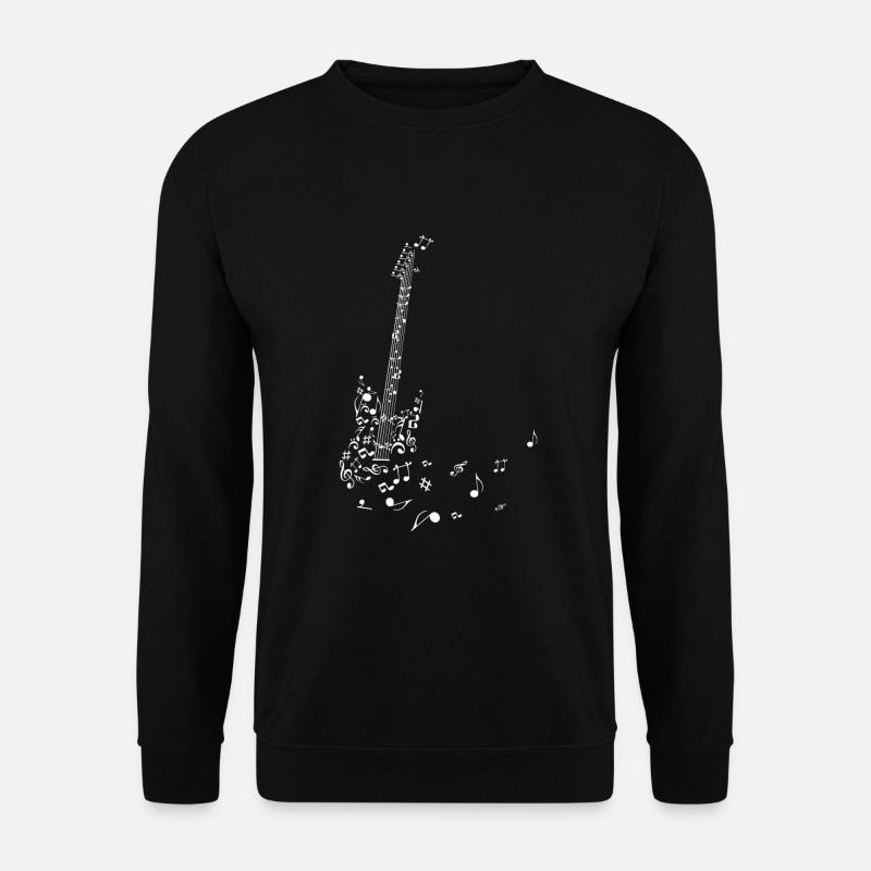 Gitarre Fliegende Noten Gitarrenspieler Geschenk - Unisex Pullover - Schwarz