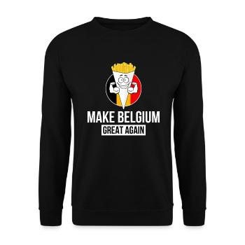 MAKE BELGIUM GREAT AGAIN - Sweat-shirt Unisexe - noir - Devant - Alina (178cm) & Michal (187cm)