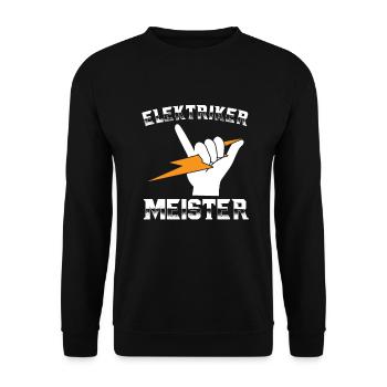 Elektriker Meister Elektromeister Elektrik Motiv - Unisex Pullover - Schwarz - Vorne - Alina (178cm) & Michal (187cm)