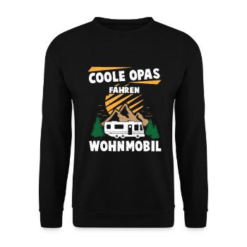 Cooler Camper Opa Wohnmobil Womo Großvater Rentner - Unisex Pullover - Schwarz - Vorne - Alina (178cm) & Michal (187cm)