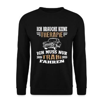 Trabi Ossi Pappe DDR Fahrzeug Therapie Geschenk - Unisex Pullover - Schwarz - Vorne - Alina (178cm) & Michal (187cm)