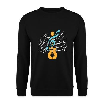 Guitarist treble clef clef guitar - Unisex Sweatshirt - black - Front - Alina (178cm) & Michal (187cm)