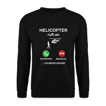 Modellflug Hubschrauber Handy - Helikopter Anruf - Unisex Pullover - Schwarz - Vorne - Alina (178cm) & Michal (187cm)