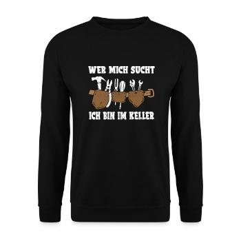 Heimwerker Keller Bastler Werkzeug Hausmeister - Unisex Pullover - Schwarz - Vorne - Alina (178cm) & Michal (187cm)