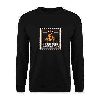 Radfahrer Briefmarke Fahrradfahrer Poststempel - Unisex Pullover - Schwarz - Vorne - Alina (178cm) & Michal (187cm)