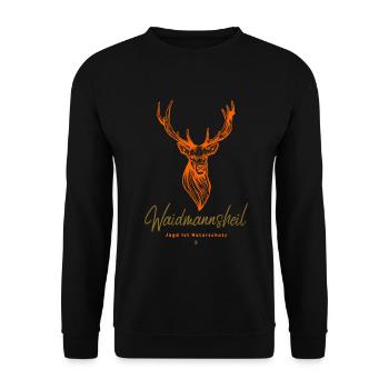 Jäger T-Shirt-Waidmannsheil-Jagen ist Naturschutz - Unisex Pullover - Schwarz - Vorne - Alina (178cm) & Michal (187cm)