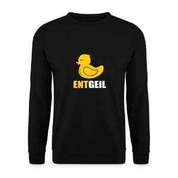 Ente Entgeil Motiv Entchen Gummiente Quitscheente - Unisex Pullover - Schwarz - Vorne - Alina (178cm) & Michal (187cm)