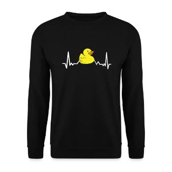 Ente Puls Enten Züchter Herzschlag Entchen Motiv - Unisex Pullover - Schwarz - Vorne - Alina (178cm) & Michal (187cm)