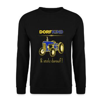 Dorfkind und stolz darauf-Fun Geschenk T-Shirt - Unisex Pullover - Schwarz - Vorne - Alina (178cm) & Michal (187cm)
