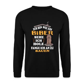 Biber Holz Bauherr Schreiner Tischler Holzwurm - Unisex Pullover - Schwarz - Vorne - Alina (178cm) & Michal (187cm)