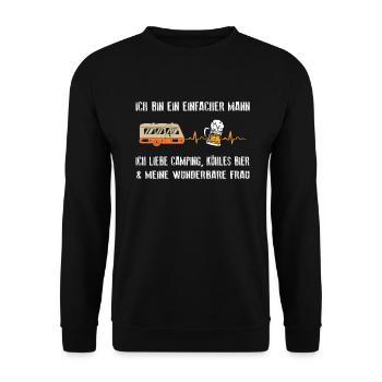 Wohnwagen Puls - Camper Liebt Camping Bier & Frau - Unisex Pullover - Schwarz - Vorne - Alina (178cm) & Michal (187cm)