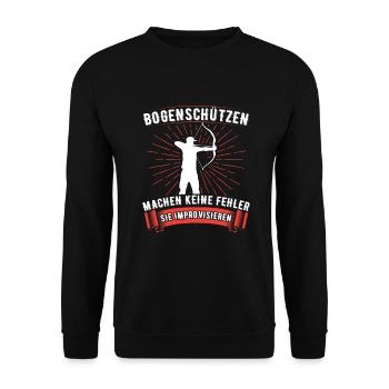 Bogenschützen Improvisieren Spruch - Archer - Unisex Pullover - Schwarz - Vorne - Alina (178cm) & Michal (187cm)