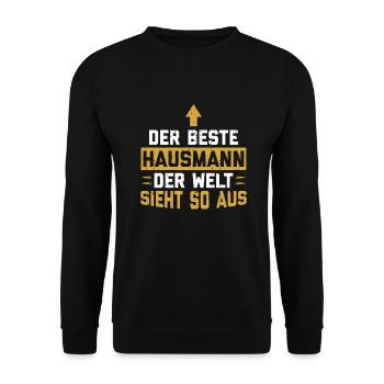 Bester Hausmann Der Welt Sieht So Aus - Hausmann - Unisex Pullover - Schwarz - Vorne - Alina (178cm) & Michal (187cm)