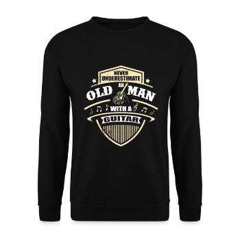 Gitarrist Old Man Gitarren Spieler Gitarrenlehrer - Unisex Pullover - Schwarz - Vorne - Alina (178cm) & Michal (187cm)