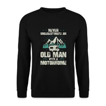 Wohnmobil Camping Old Man Motorhome Camper Womo - Unisex Pullover - Schwarz - Vorne - Alina (178cm) & Michal (187cm)